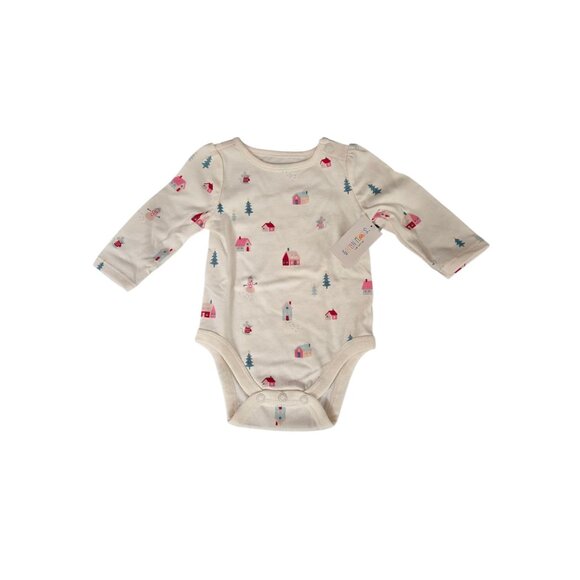 Garanimals Other - NWT Baby Girl Holiday Shirred Long Sleeve Bodysuit Size 0-3 Months - Beige